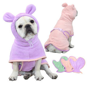 Peignoir pour animaux de compagnie avec gants, en polaire corail, à séchage rapide, pour chiens et chats, utilisation hivernale - Product Image 1