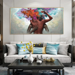 Pintura al Óleo Moderna Abstracta de Amantes Besándose y Abrazándose sobre Lienzo, Pósteres de Arte de Pared, Impresiones, Cuadros Decorativos para Sala de Estar, Hogar - Product Image 3