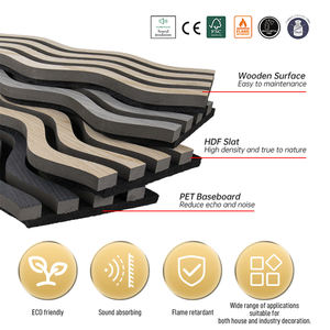 Panel Acústico <span class=keywords><strong>de</strong></span> Madera para Decoración <span class=keywords><strong>de</strong></span> Interiores, Resistente al Fuego e Impermeable, <span class=keywords><strong>de</strong></span> Fibra <span class=keywords><strong>de</strong></span> Poliéster MDF, con Listones <span class=keywords><strong>de</strong></span> Madera Absorbentes - Product Image 3