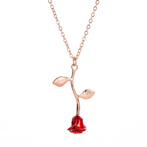 <span class=keywords><strong>Collana</strong></span> con Ciondolo a Forma di <span class=keywords><strong>Rosa</strong></span> <span class=keywords><strong>Rossa</strong></span> in Lega di Zinco ZRM, Oro/Oro <span class=keywords><strong>Rosa</strong></span>/Argento/Rosso, Gioielli da Donna, Stile Romantico, Regalo per Anniversario - Product Image 2