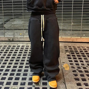 Özel Baskılı Logolu, Ağır Pamuklu, Bol Paça, Geniş Düz Bacaklı, Bol Kesim Eşofman Altı (Erkek) - Product Image 2