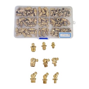 90 piezas de engrase de latón M6, M8, M10, 1/4 ", 1/8",<span class=keywords><strong>3</strong></span>/8 ", <span class=keywords><strong>5</strong></span>/16" recto, <span class=keywords><strong>45</strong></span>, 90 grados-001 - Product Image 1