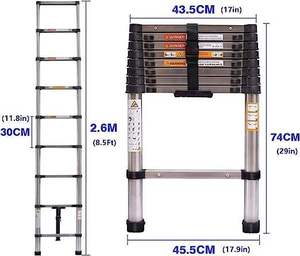 Escalera Telescópica Plegable de un Solo Lado <span class=keywords><strong>Lidl</strong></span> En131, Acero Inoxidable, Capacidad de Carga de 150 kg, Exterior, <span class=keywords><strong>Supermercado</strong></span>, Hecho en China - Product Image 3