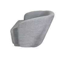 Fauteuil lounge contemporain rembourré, fauteuil baril en tissu gris doux pour café, chambre d'hôtel, bar