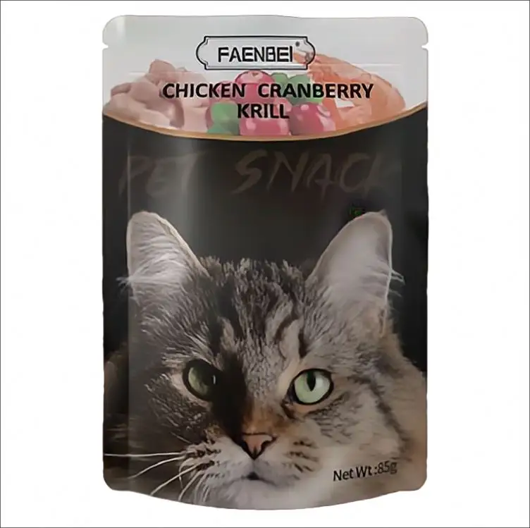 FAENBEI new 2023 cheap 85g chicken tuna salmon liquid strips cat lick treats snacks wet cat food