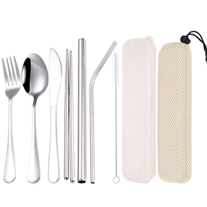 Factory direct selling stainless steel portable outdoor cutlery set student chopsticks fork spoon cutlery box 7-piece set