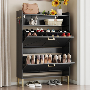 Armoire à chaussures étroite pour entrée, avec 2 tiroirs rabattables, étagère à chaussures dissimulée pour petits espaces - Product Image 3