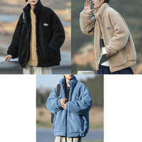 Veste d'hiver personnalisée pour homme, style japonais-coréen, en velours épais, coupe-vent, ample, tendance, col montant, avec logo sur le devant