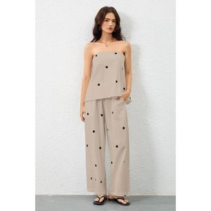 Conjunto de 2 Piezas para Mujer, Estampado de Lunares, Top sin Mangas y Pantalones, Ropa de Verano para Vacaciones, Playa, Resort, Tejido Transpirable - Product Image 3