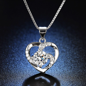 Collier en zircon en forme de cœur, de fleur et de bois de cerf, avec une grande pierre Mossan, vente chaude 2025, pour un cadeau de mariage ou d'anniversaire - Product Image 5