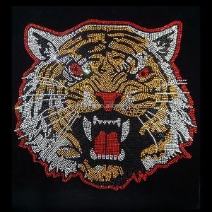 Dgtopaz Sparkling Rhinestone Transfer <span class=keywords><strong>Iron</strong></span> <span class=keywords><strong>on</strong></span> Motif Tiger Head Hotfix Rhinestone Crystals <span class=keywords><strong>Diamante</strong></span> Transfer para ropa - Product Image 5