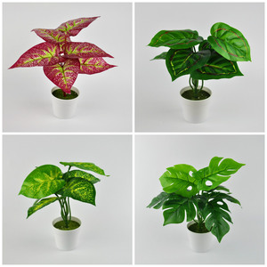 Миниатюрное искусственное растение бонсай из шелка с листьями в форме редиса и капельками воды, декоративное растение Гуаньинь в горшке, настенная зелень, рождественское украшение - Product Image 5