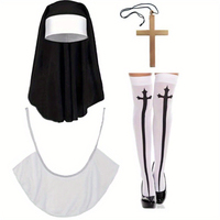 PESENAR Vintage Nun Habit Costume pour Adultes-Halloween Carnaval Église Thème Fête Cosplay Robe