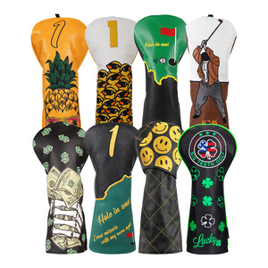 Fundas de cuero PU al por mayor para palos de golf, cubiertas duraderas de cuero bordadas para la cabeza del driver de golf - Product Image 1