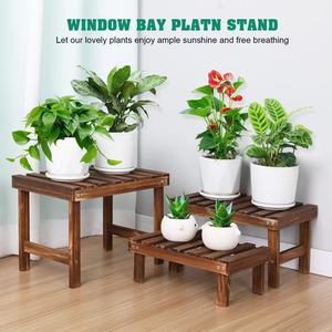 Wooden Plant Stand Two Layer Rectangular <b>Shelf</b> For Home Indoor Use - Product Image 2