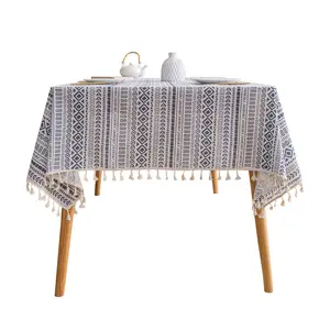 Nappe de table de style ethnique bohème tapis de camping ins imperméable à l'huile en coton lin imprimé nappe de table à thé