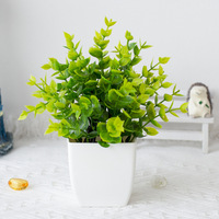 Planta Artificial de Eucalipto en Maceta, Pequeña Simulación de Vegetación Plástica para Decoración Interior y Exterior