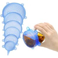 Lot de 6 couvercles extensibles en silicone réutilisables, durables et anti-déversement avec bouchon rabattable pour canettes, marque OEM -40F à +446F, 10 ensembles