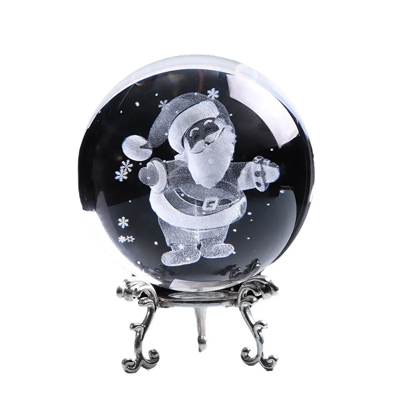 3D 60mm tallado Santa Claus bola de cristal decoración del hogar exquisito padre Navidad cristales artesanías