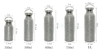Bouteille d'eau isotherme en acier inoxydable à double paroi avec strass en cristal brillant, isolation thermique de 12 à 24 heures
