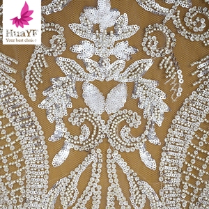 Chất Lượng Cao Đính Cườm Ren Với Sequins <span class=keywords><strong>Net</strong></span> Bridal Vải Cho Phụ Nữ Wedding Dress Ren HY1983-1 - Product Image 6