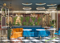 Design d'intérieur de luxe pour hôtel, salon, restaurant, bar moderne, concept de restaurant, ensemble de meubles personnalisés pour café-restaurant