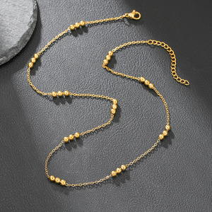 Collier en chaîne à perles en acier inoxydable, design géométrique simple, bijoux à porter au quotidien Q0023Q0025 - Product Image 2