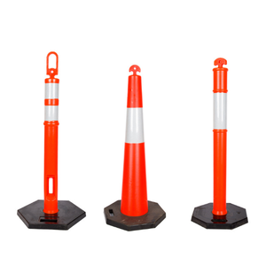 Canalizador de advertencia reflectante portátil de seguridad de entrada al por mayor poste de barrera de estacionamiento poste delineador de tráfico poste con Base - Product Image 2