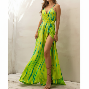 Kimono largo teñido a mano vibrante de rayón 100% para mujer, vestido de verano transpirable ligero, perfecto para ropa de playa y Resort - Product Image 1
