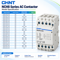 Contacteur AC modulaire CHINT NCH8 20A 25A 40A 63A 1P 2P 4P Bobine 24V 220/230V 50/60Hz Rail DIN pour contrôle domestique et industriel
