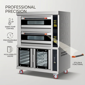 Forno Elettrico Commerciale a Due Piani con Quattro Vassoi e Controllo Digitale in Acciaio Inox per Panetterie, Caffetterie e Produzione di Pane e <span class=keywords><strong>Pasticceria</strong></span> - Product Image 5