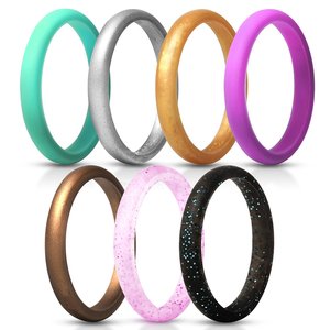 HWASAN Set Cincin Silikon 7 Warna Unisex, Cincin Kawin Karet Fleksibel untuk Pria Wanita, Cincin Jari untuk Olahraga & Kebugaran, Grosir Tersedia - Product Image 4