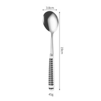 Ensemble de couverts Herbben en acier inoxydable 410, finition miroir + PVD or, écologique, poli satiné, motif à pois