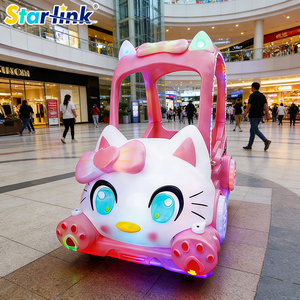 รถของเล่นไฟฟ้ารูปแมวน่ารักยอดนิยม พร้อมยางสำหรับทุกสภาพพื้นผิว ไฟ LED และเสียงเพลง สำหรับเล่นในร่มและกลางแจ้ง - Product Image 1