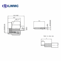 Connecteur RF LWMC SMA Mâle à souder pour câble 086 1.30 Max plaqué or, commande en gros, jusqu'à 26,5 GHz