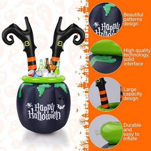 Halloween PVC Inflatable Lightweight Foldable <b>Witch</b> <b>Legs</b> Cauldron Candy Bowl - Product Image 3