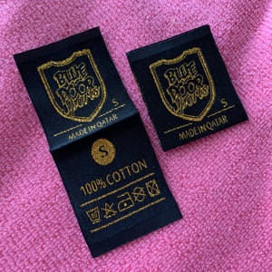 Chất lượng cao trung tâm gấp nhãn dệt, vòng lặp gấp thương hiệu sang trọng nhãn hàng may mặc với thiết kế miễn phí - Product Image 4