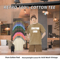 T-shirt Homme Oversize en Coton Lourd 100% Tricoté Écologique Style Rétro OEM, Impression DTG, Effet Délavé à l'Acide, Vintage