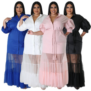 Nouvelle Robe Cardigan Élégante Mi-Longue en Maille à Manches Courtes pour l'Automne, Modèle Européen et Américain, Grande Taille, Décolleté Plongeant - Product Image 5