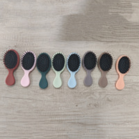 Brosse à cheveux compacte personnalisée avec logo, mini brosse démêlante en poils de sanglier vierges avec étui en coton