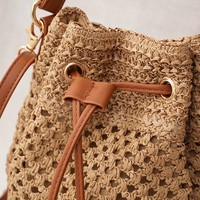 Sac à dos pliable marron pour enfant, sac à main en paille au crochet avec cordon de serrage, idéal pour les vacances d'été en extérieur