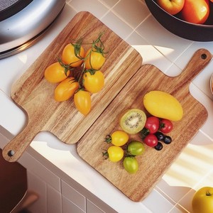 Tabla de cortar de madera de acacia de doble cara, rectangular, con asa, para uso en la cocina - Product Image 5