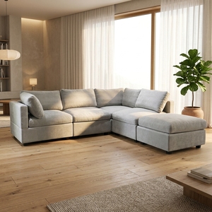 Ensembles de meubles de salon modernes de luxe, modulaires, imperméables, sectionnels, Cloud avec ottoman - Product Image 1