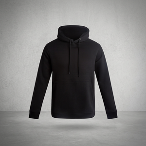 <b>Men's</b> Black Hooded Sweatshirt Regular Fit 100% Polyester <b>Fleece</b> Casual Pullover with Front Pocket Waterproof Winter Wear - Product Image 3