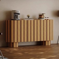 Mueble de Almacenamiento para Sala de Estar de Madera Maciza de Estilo Italiano Minimalista, Aparador con Patas, Mueble de Pasillo con Rayas de Estilo Mid-Century