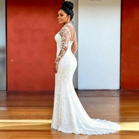 Nouvelles Robes de Mariée de Luxe Africaines Col Rond, Coupe Sirène
