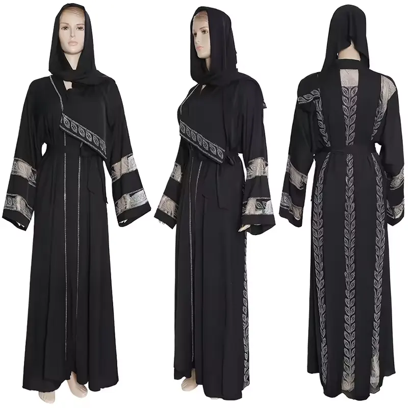 Yeni gelmesi son tasarım Dubai Abaya müslüman elbise ile taşlar Kaftan elbise moda islam elbiseler ile eşarp