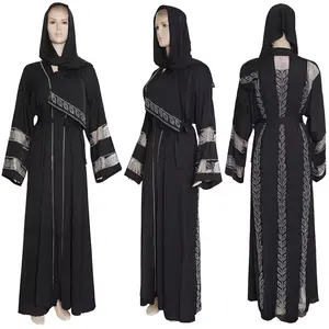 Nuevo llega último diseño Dubai Abaya vestido musulmán con piedras Kaftan vestido moda túnicas islámicas con bufanda