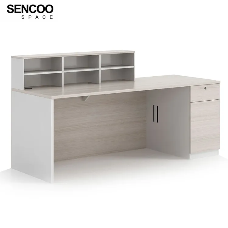 Sencoo Office Furniture Modern Design Reception Counter Front Desk Table Wooden Office Standing Reception Desk