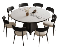 Table à manger minimaliste de style italien, luxe léger, en dalle de roche, 6 places, chaises pivotantes, extensible, double usage, carrée, simple